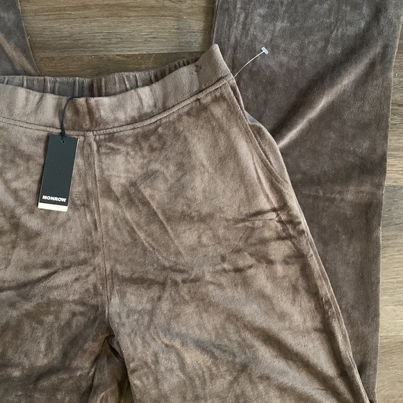 Monrow Brown Grey Velvet Pants - Picture 3 of 8